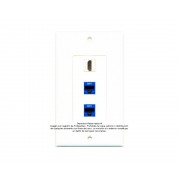 Placa Tapa Decora HDMI 4k pigtail + 2 Jack RJ45 Cat6 en ABS